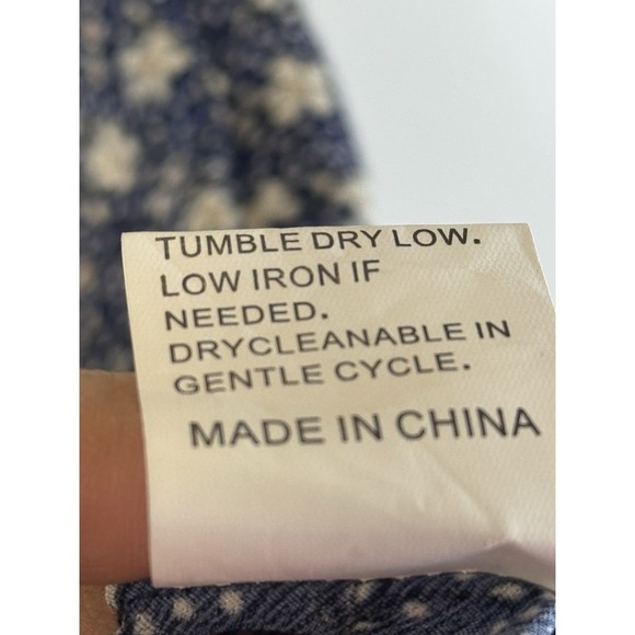 Droimp Blue Floral‎ Print Button Up V Neck Short Sleeve Midi Dres M - Picture 6 of 7